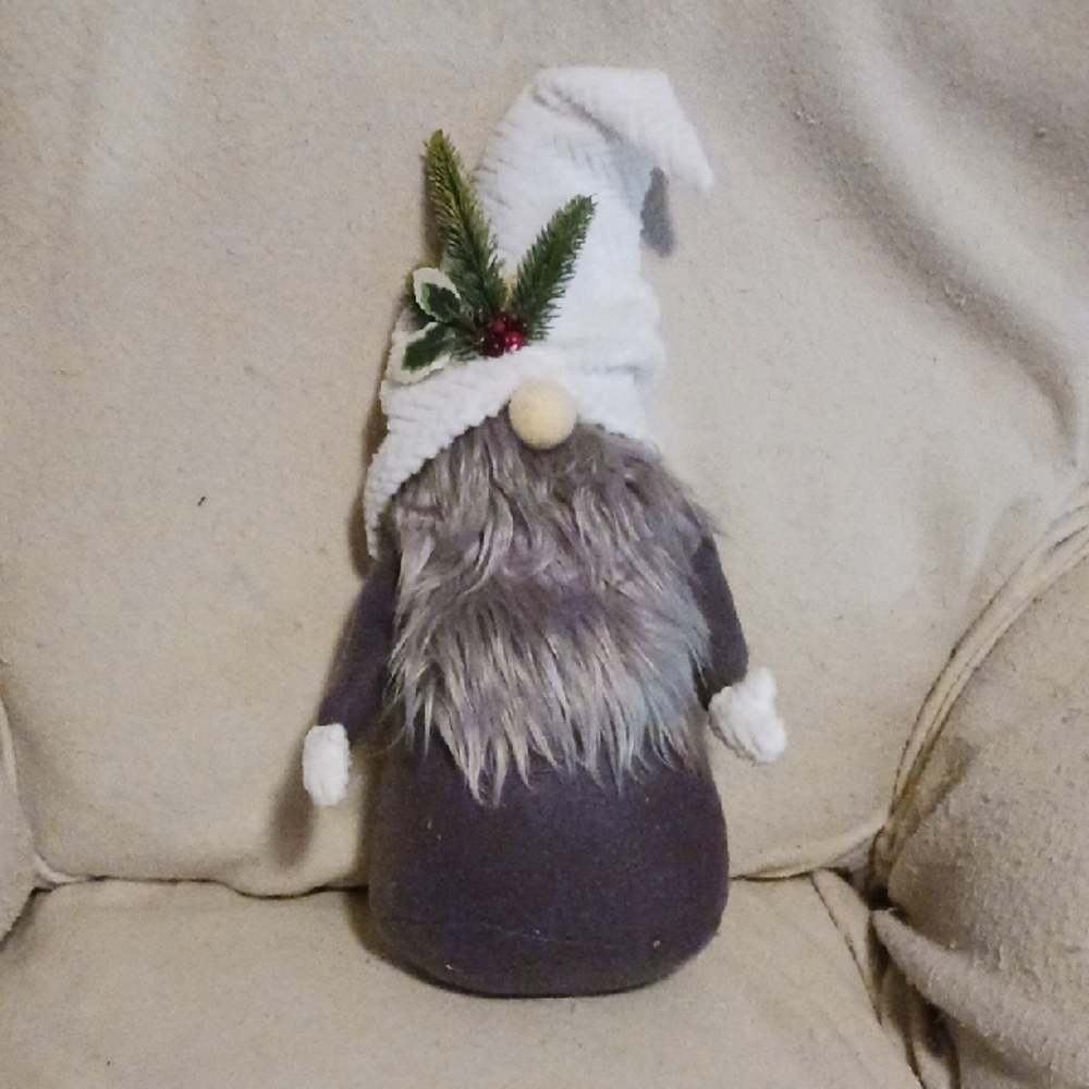 Festive White and Gray Holiday Gnome